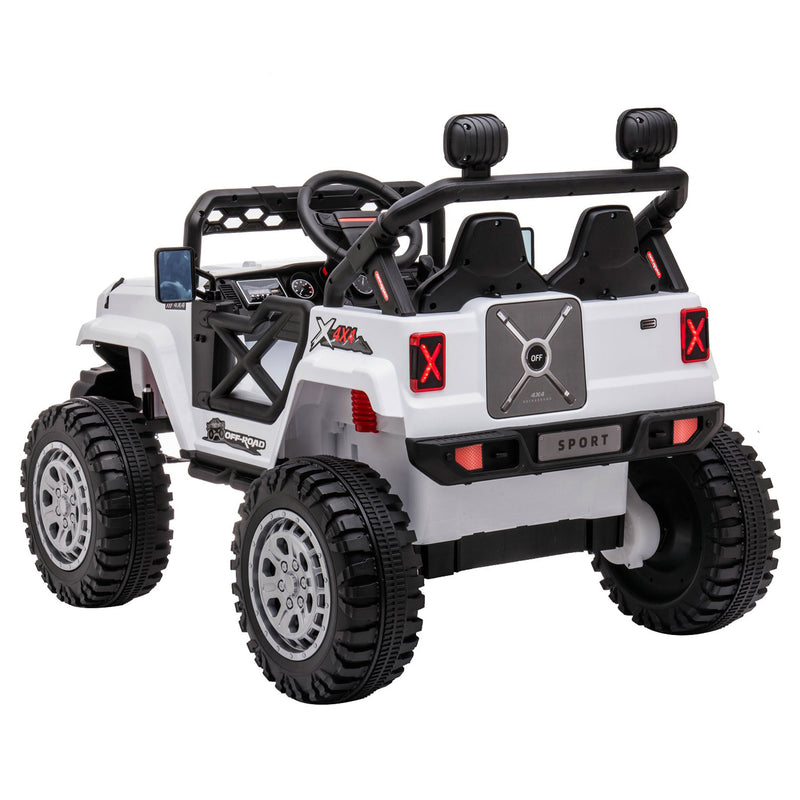 DAKOTT 12V Ride On Truck Electric Off Road Car w/Remote Control for Kids, White