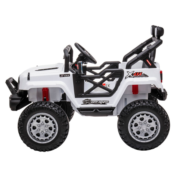 DAKOTT 12V Ride On Truck Electric Off Road Car w/Remote Control for Kids, White