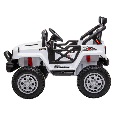 DAKOTT 12V Ride On Truck Electric Off Road Car w/Remote Control, White(Open Box)