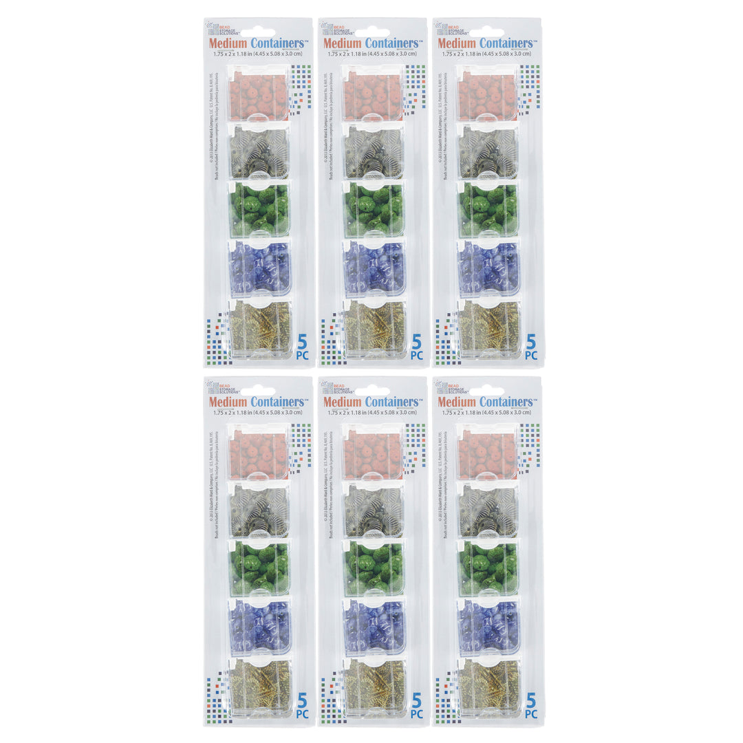 Elizabeth Ward Bead Storage Solutions 5 Piece Craft Storage Containers (6 Pack)