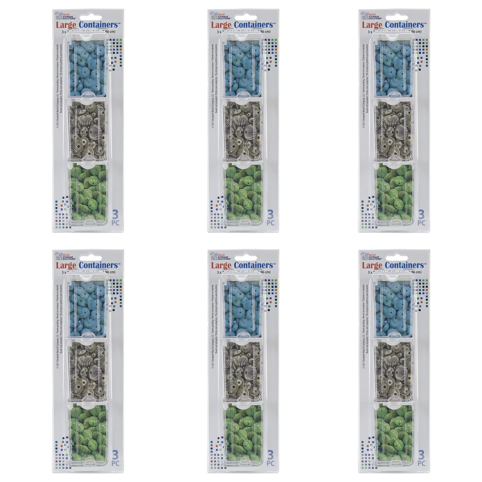 Elizabeth Ward Bead Storage Solutions 3 Piece Craft Storage Containers (6 Pack) - VMInnovations