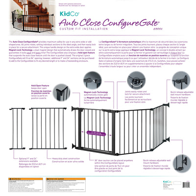 KidCo ConfigureGate 30 In Door Mounted Locking Baby Safety Gate, Black(Open Box)