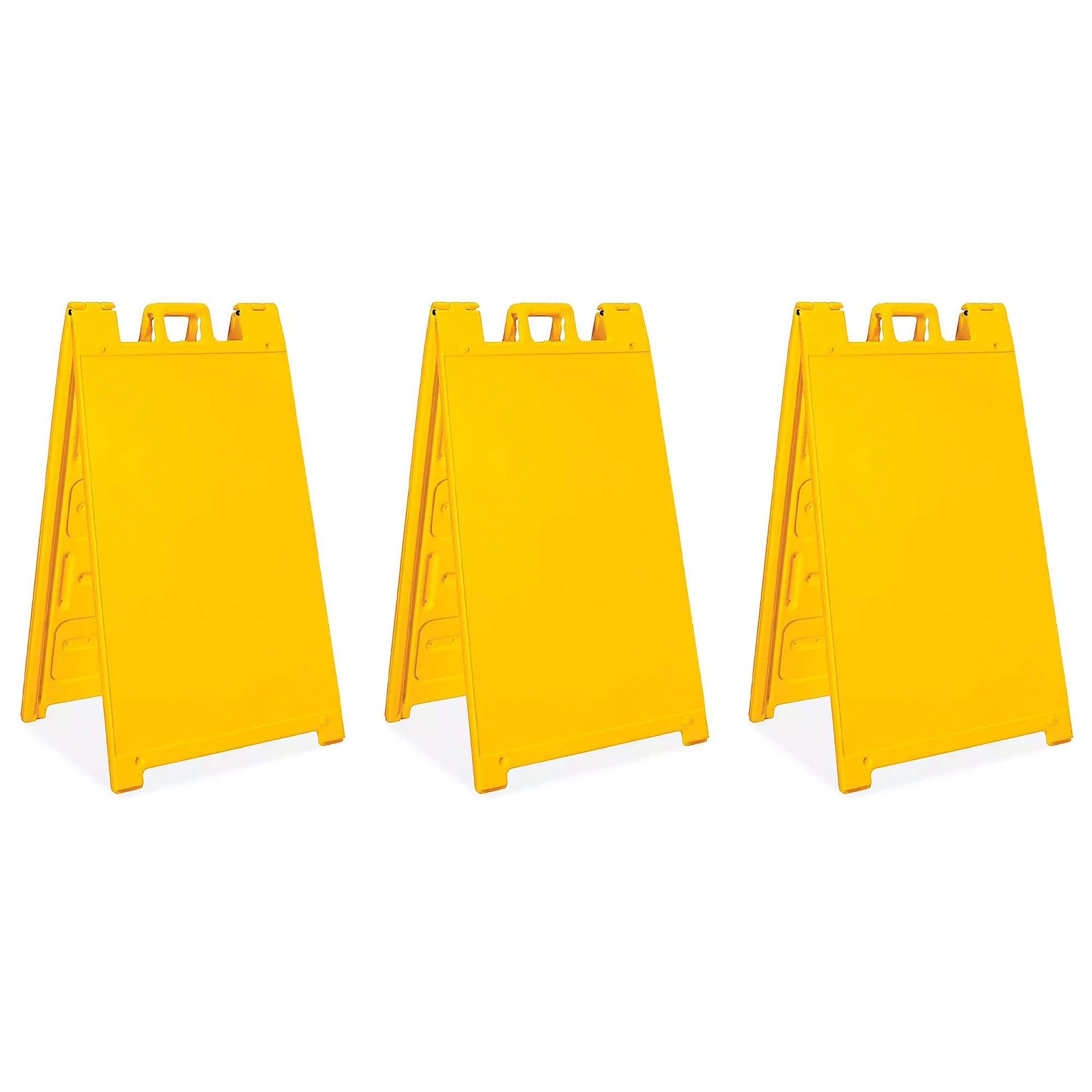 Plasticade Signicade A-Frame Portable Folding Sidewalk Sign, Yellow (3 Pack)
