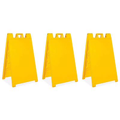 Plasticade Signicade A-Frame Portable Folding Sidewalk Sign, Yellow (3 Pack)