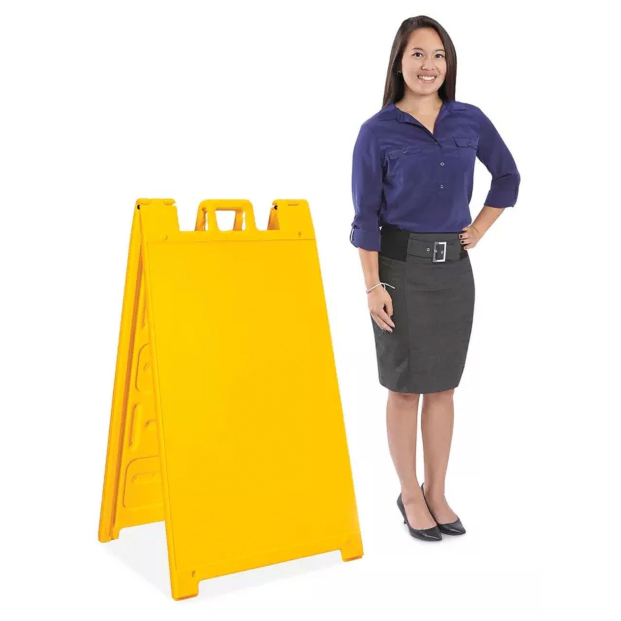 Plasticade Signicade A-Frame Portable Folding Sidewalk Sign, Yellow (3 Pack)