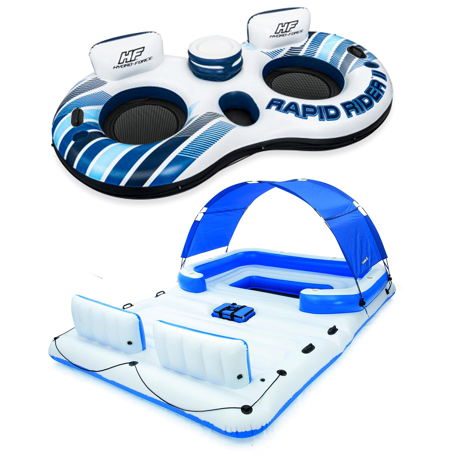 Bestway Hydro-Force Rapid Rider Tube & Tropical Breeze Party Island Water Float - VMInnovations