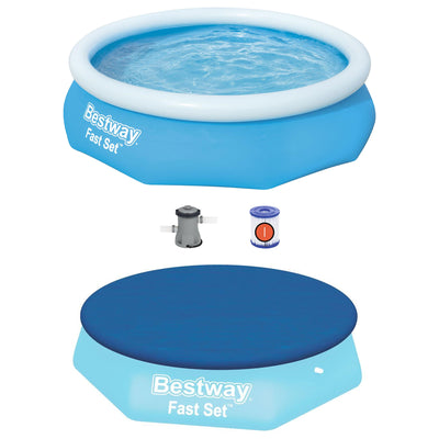 Bestway 10' x 30" Fast Set Inflatable Swimming Pool Set with Filter Pump & Cover