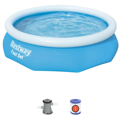 Bestway 10' x 30" Fast Set Inflatable Swimming Pool Set with Filter Pump & Cover
