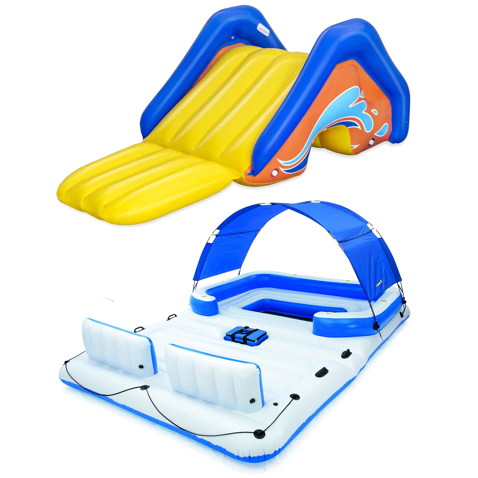 Bestway H2OGO! Inflatable Water Slide & Tropical Breeze Party Island Water Float - VMInnovations