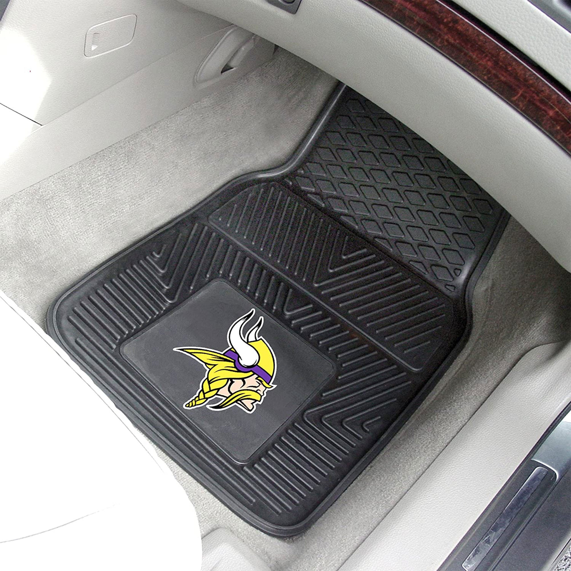Fanmats 27 x 17" Vinyl Front Row Car Floor Mat 2 Piece Set, Minnesota Vikings - VMInnovations