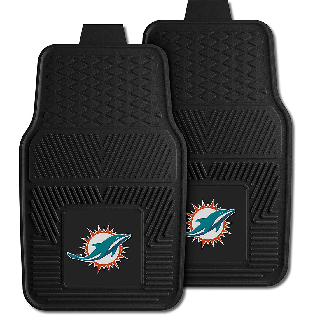 Fanmats 27 x 17 Inch Vinyl Front Car Floor Mat 2 Piece Set, NFL Miami Dolphins