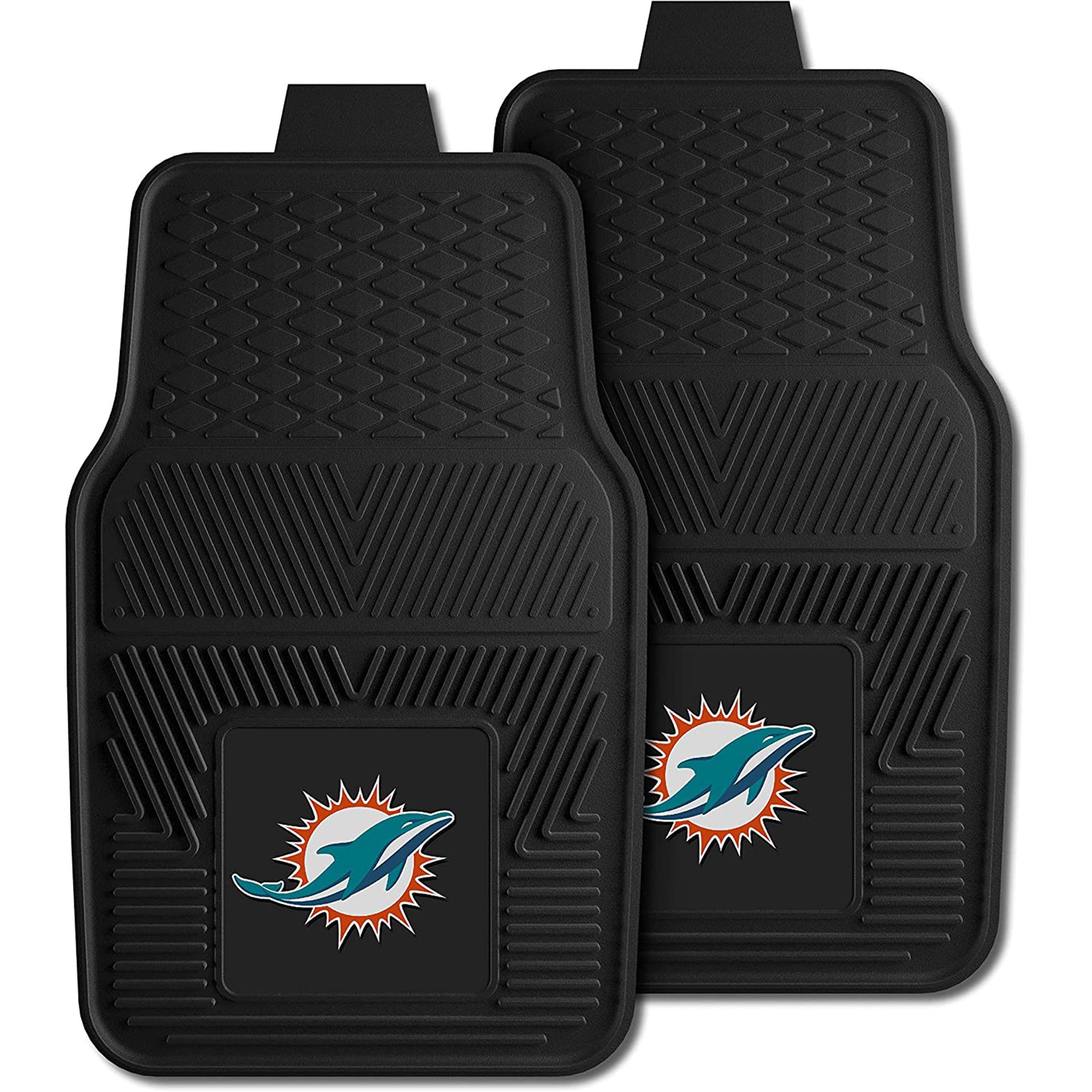 Fanmats 27 x 17 Inch Vinyl Front Car Floor Mat 2 Piece Set, NFL Miami Dolphins - VMInnovations