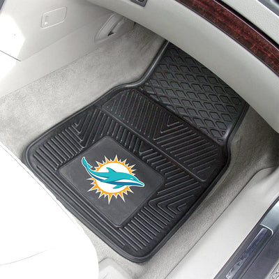 Fanmats 27 x 17 Inch Vinyl Front Car Floor Mat 2 Piece Set, NFL Miami Dolphins - VMInnovations