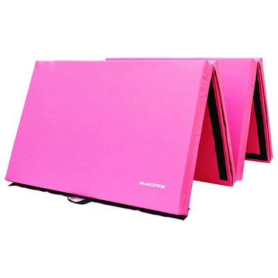 BalanceFrom Fitness 10ft x 4ft All Purpose Folding 4-Panel Exercise Mat, Pink