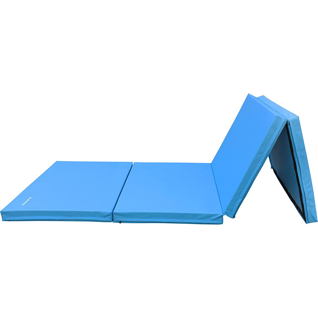 BalanceFrom Fitness 10'x4' All Purpose Folding 4-Panel Exercise Mat, Blue (Used) - VMInnovations