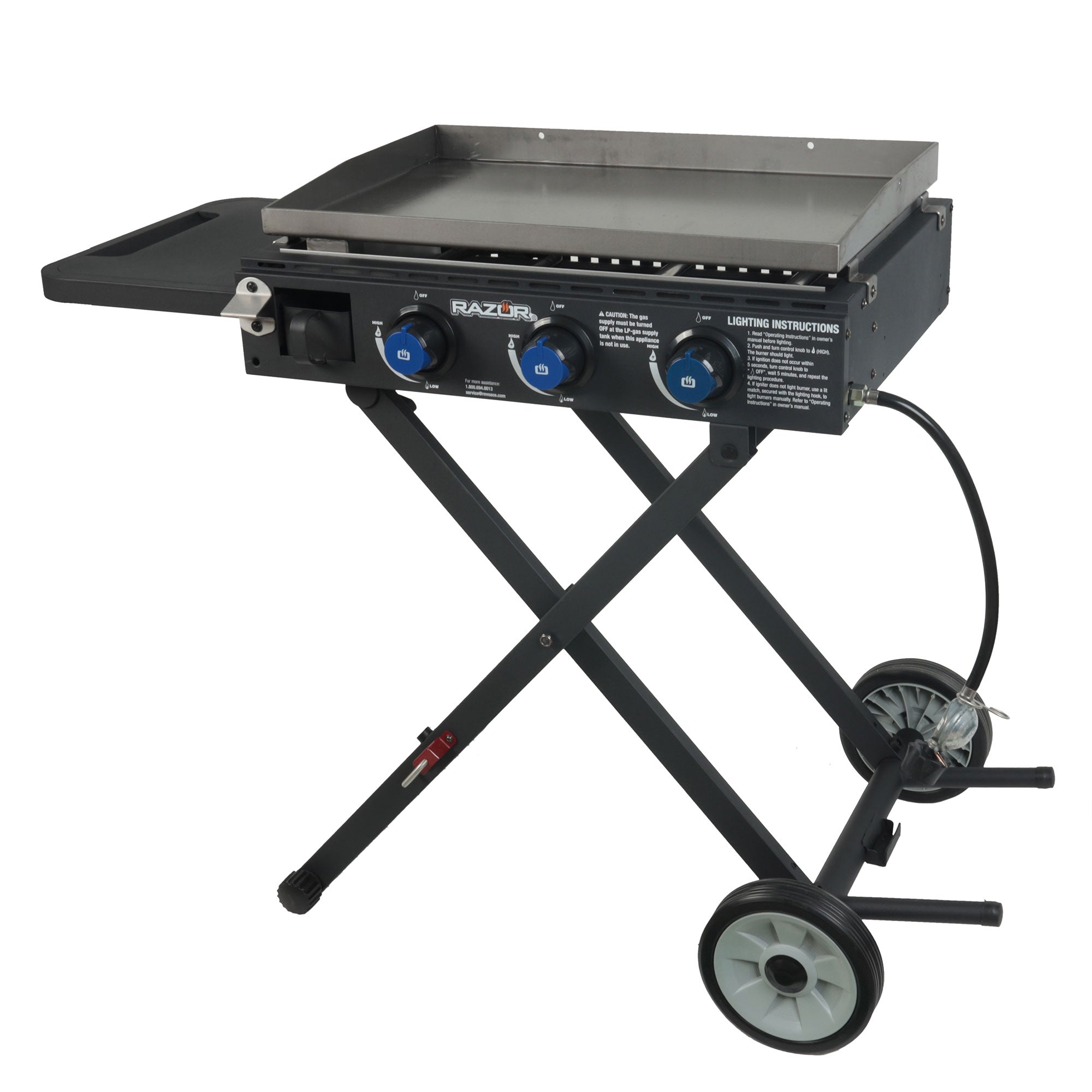 Razor Griddle 3 Burner 30,000 BTU Gas Grill & Griddle Cart w/Side Shelf (Used)