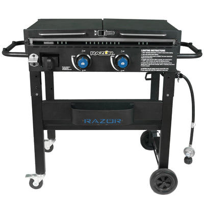 Razor Griddle Portable 2 Burner 30,000 BTU Gas Grill w/Shelves (Open Box) - VMInnovations