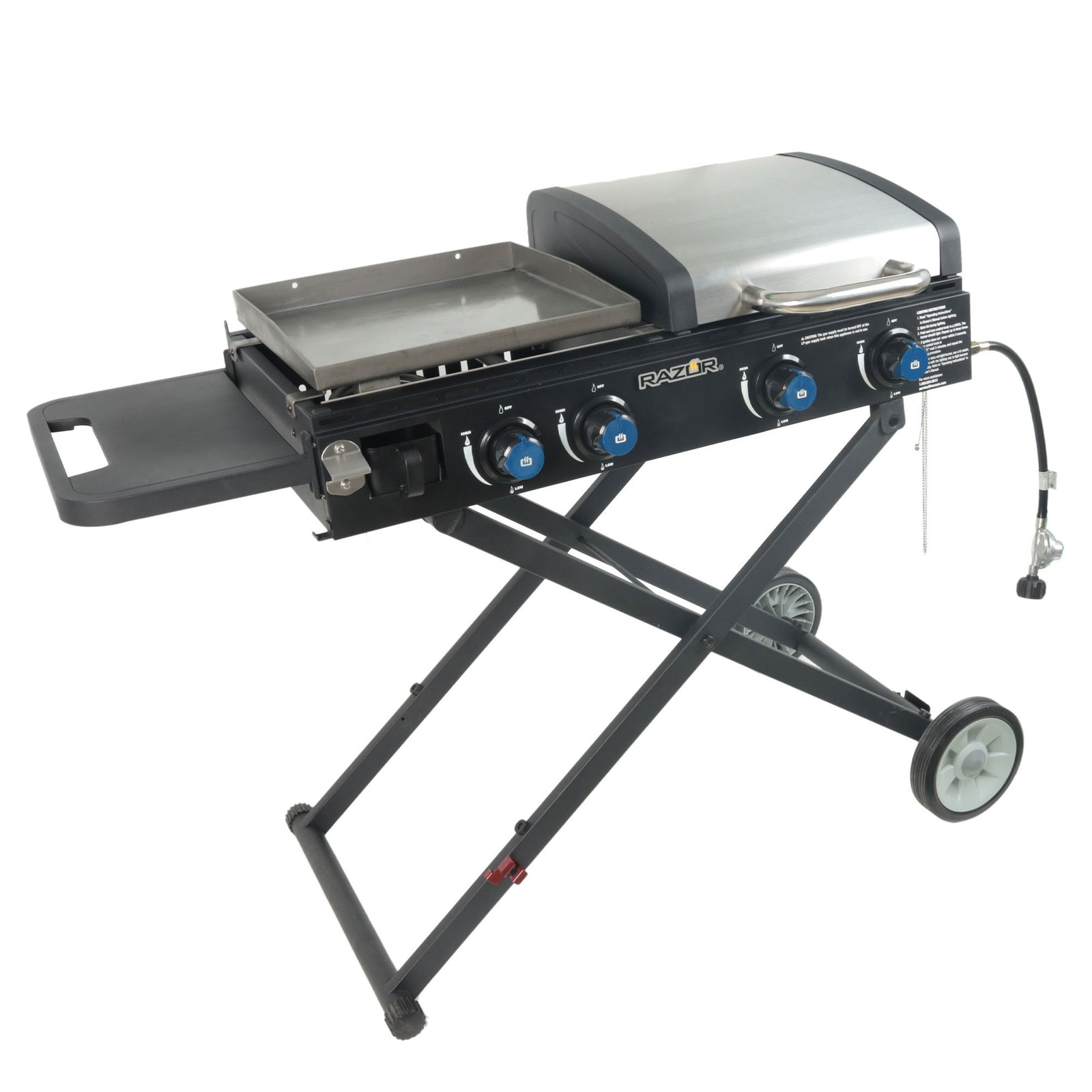 Razor Griddle Portable 4 Burner 40,000 BTU Gas Grill and Griddle Cart with Lid - VMInnovations