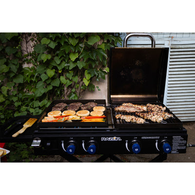 Razor Griddle Portable 4 Burner 40,000 BTU Gas Grill and Griddle Cart with Lid - VMInnovations