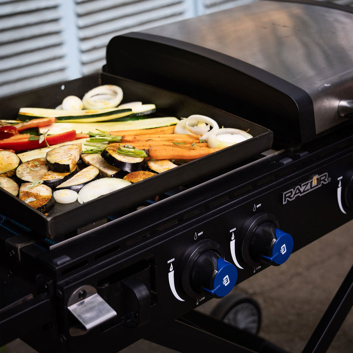 Razor Griddle Portable 4 Burner 40,000 BTU Gas Grill and Griddle Cart with Lid