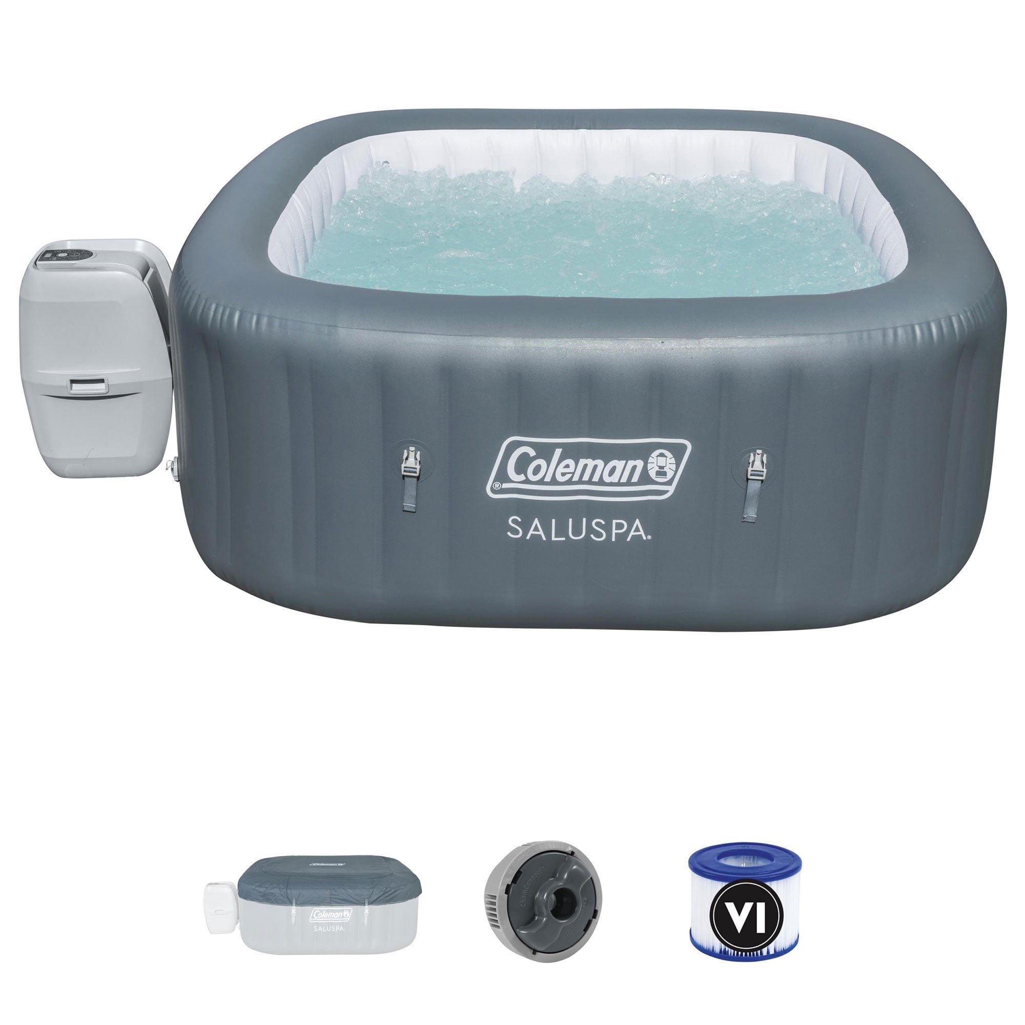 Coleman SaluSpa 6 Person Inflatable Hot Tub w/EnergySense DuraPlus Spa Cover