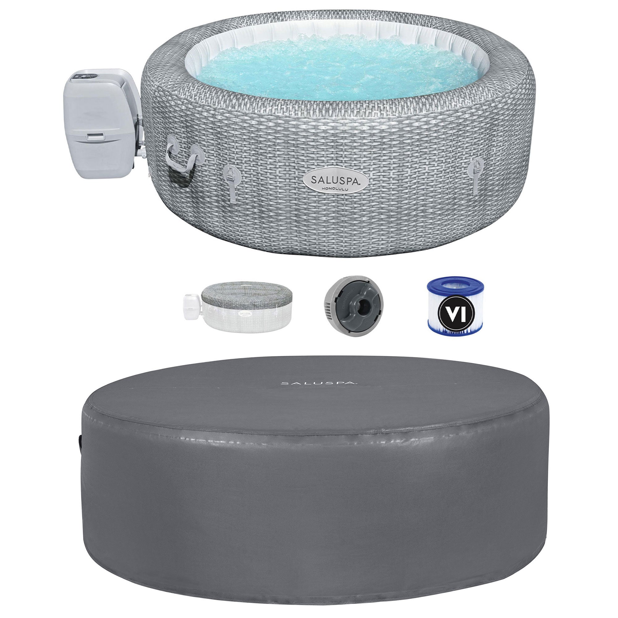 Bestway Honolulu SaluSpa 6 Person Inflatable Hot Tub w/EnergySenseDuraPlus Cover - VMInnovations