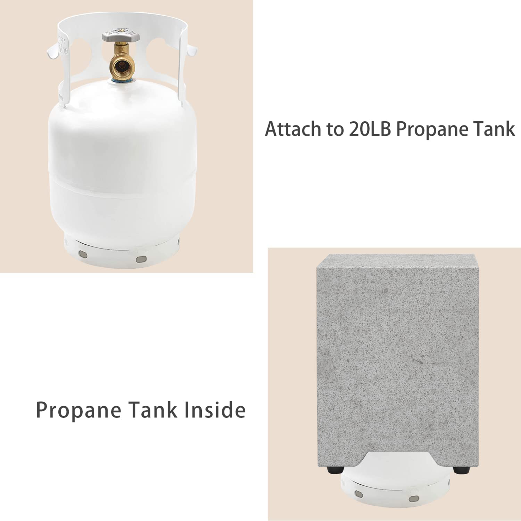 ESSENTIAL LOUNGER Fire Pit Propane Tank Hideaway Table w/ Handles,Gray(Open Box)