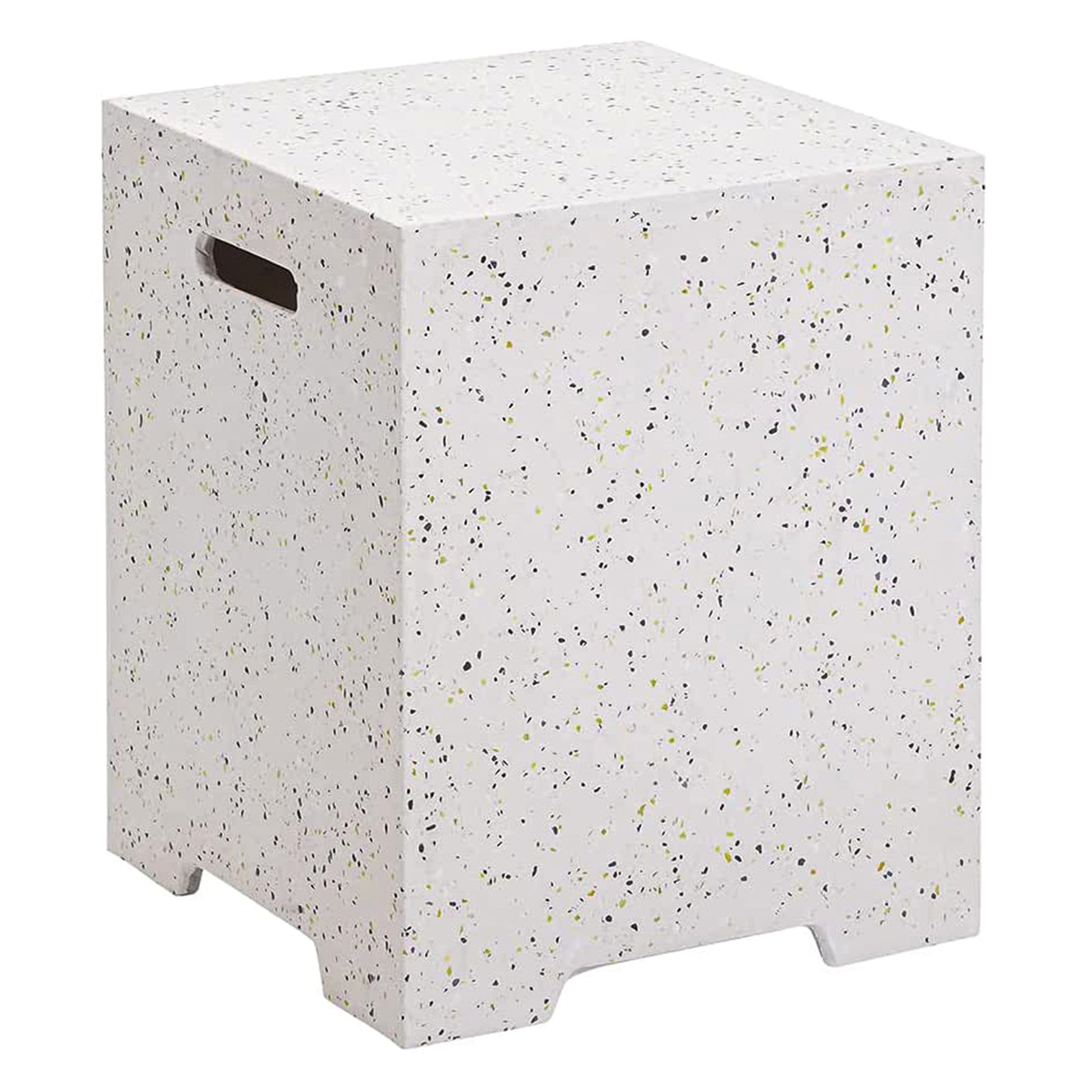 ESSENTIAL LOUNGER Fire Pit Propane Tank Cover Hideaway Table with Handles, White - VMInnovations