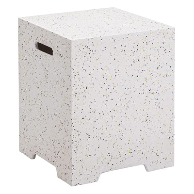 ESSENTIAL LOUNGER Fire Pit Propane Tank Cover Hideaway Table with Handles, White - VMInnovations