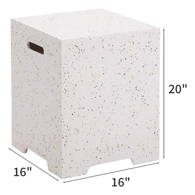 ESSENTIAL LOUNGER Propane Tank Cover Hideaway Table w/Handles,White (Open Box) - VMInnovations
