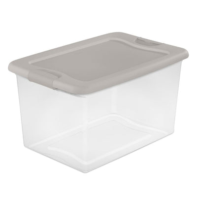 Sterilite 64 Quart Clear Latching Storage Container Box, Grey Pumice (12 Pack) - VMInnovations