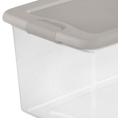Sterilite 64 Quart Clear Latching Storage Container Box, Grey Pumice (24 Pack) - VMInnovations