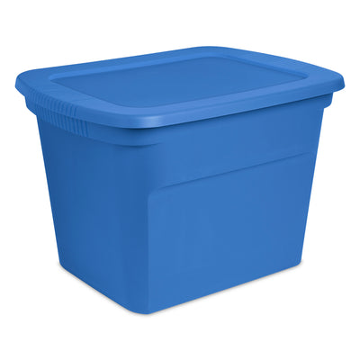 Sterilite 18 Gal Stackable Storage Box Container w/Handles, Blue Summer (8 Pack)