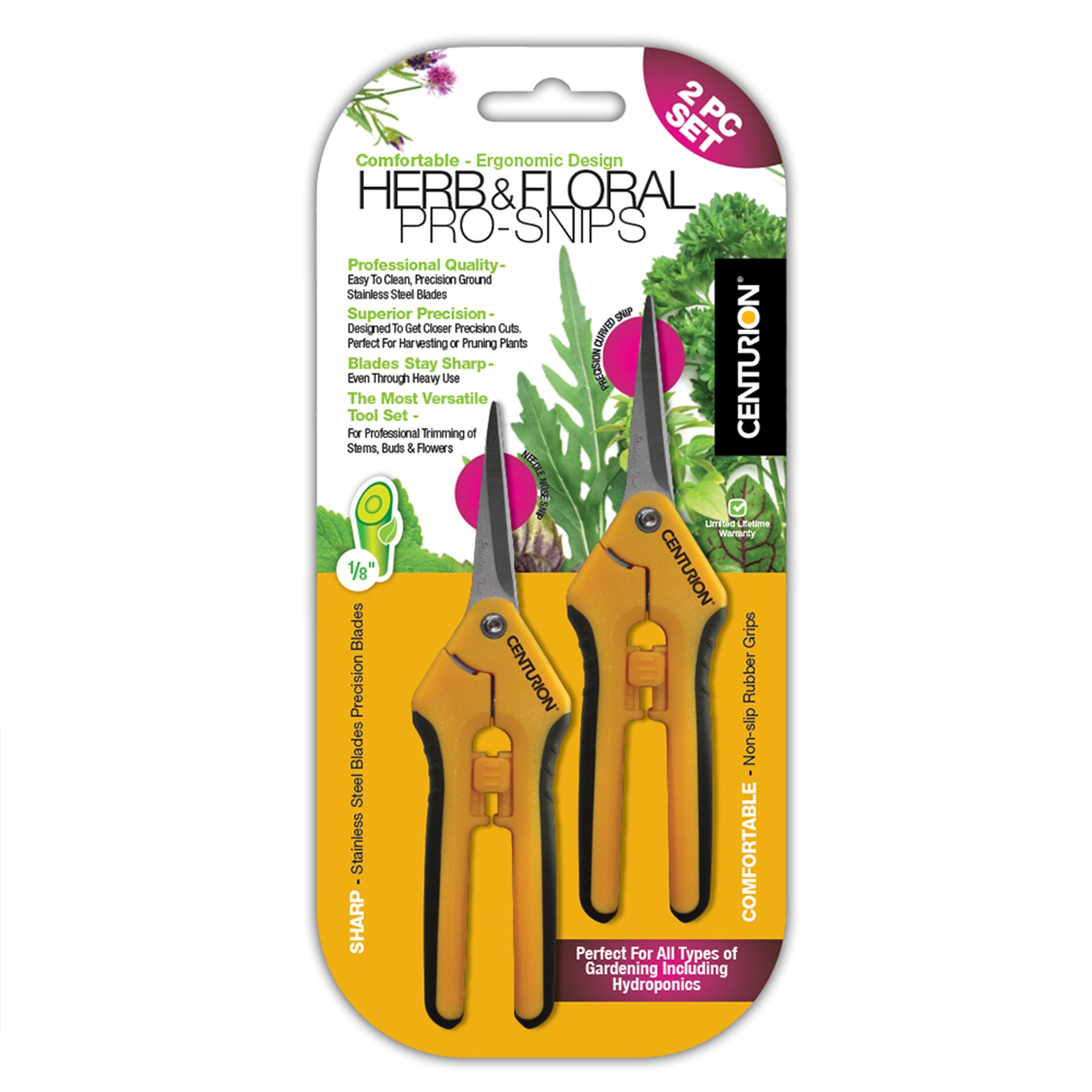 CENTURION Stainless Precision Snip Curved/Straight Pruning & Trimming Shear Set - VMInnovations