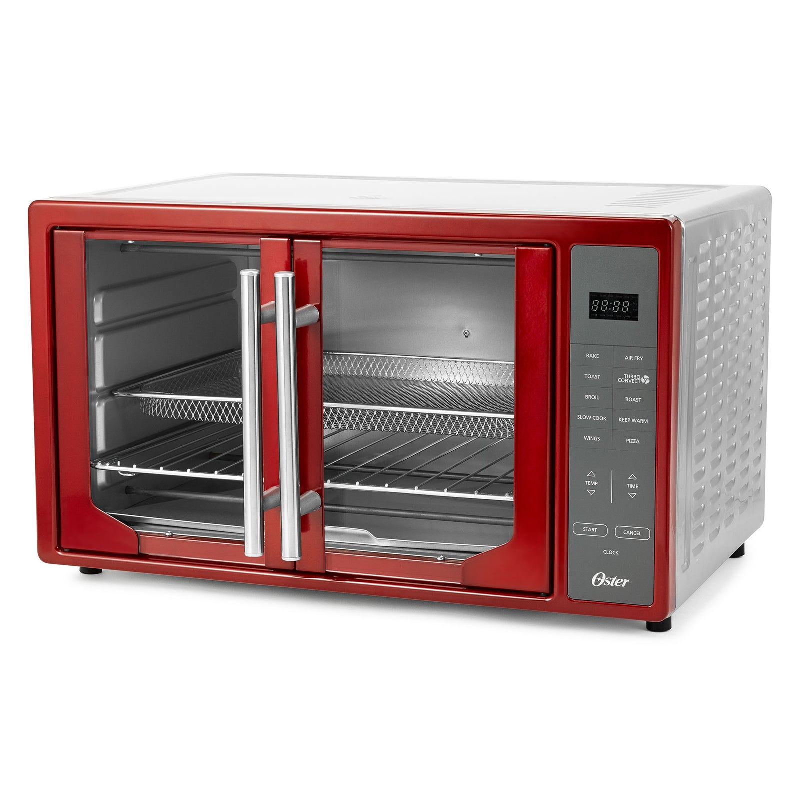 Oster French Door Turbo Convection Toaster Oven with Extra Large Interior, Red - VMInnovations