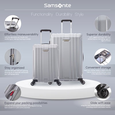 Samsonite New Castle Hardside Luggage w/Adjustable Handle, 2pcs Silver(Open Box)