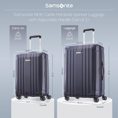 Samsonite New Castle Hardside Luggage w/Adjustable Handle, 2pc, Navy (Used) - VMInnovations