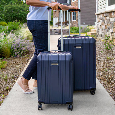 Samsonite New Castle Hardside Luggage w/Adjustable Handle, 2pc, Navy (Used) - VMInnovations