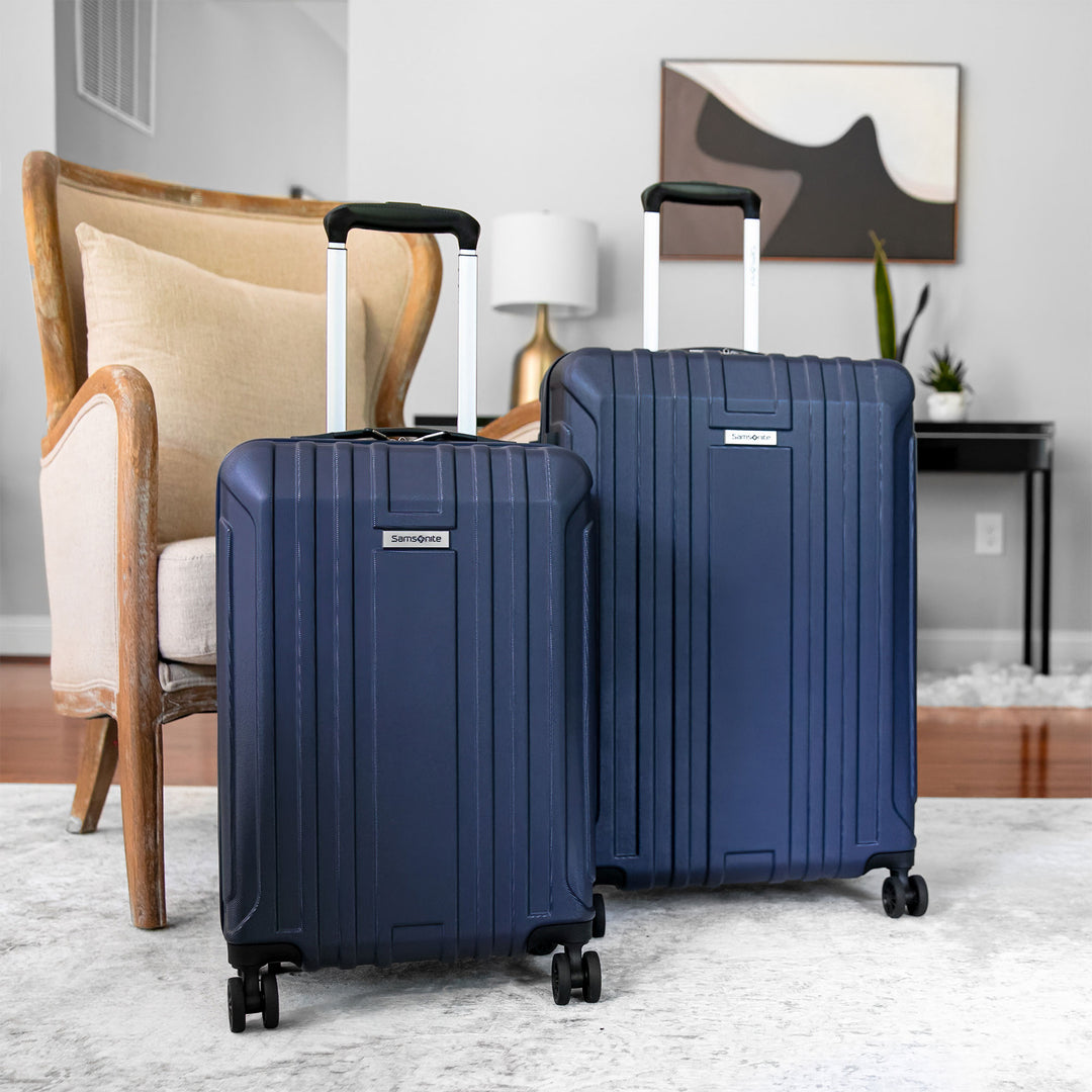 Samsonite New Castle Hardside Luggage w/Adjustable Handle, 2pc, Navy (Used)