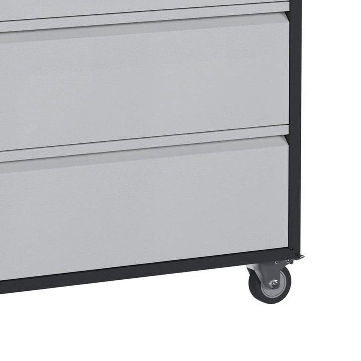 AOBABO Steel Rolling Storage 3 Drawer Cabinet w/Wheels, Black/Grey (Open Box)