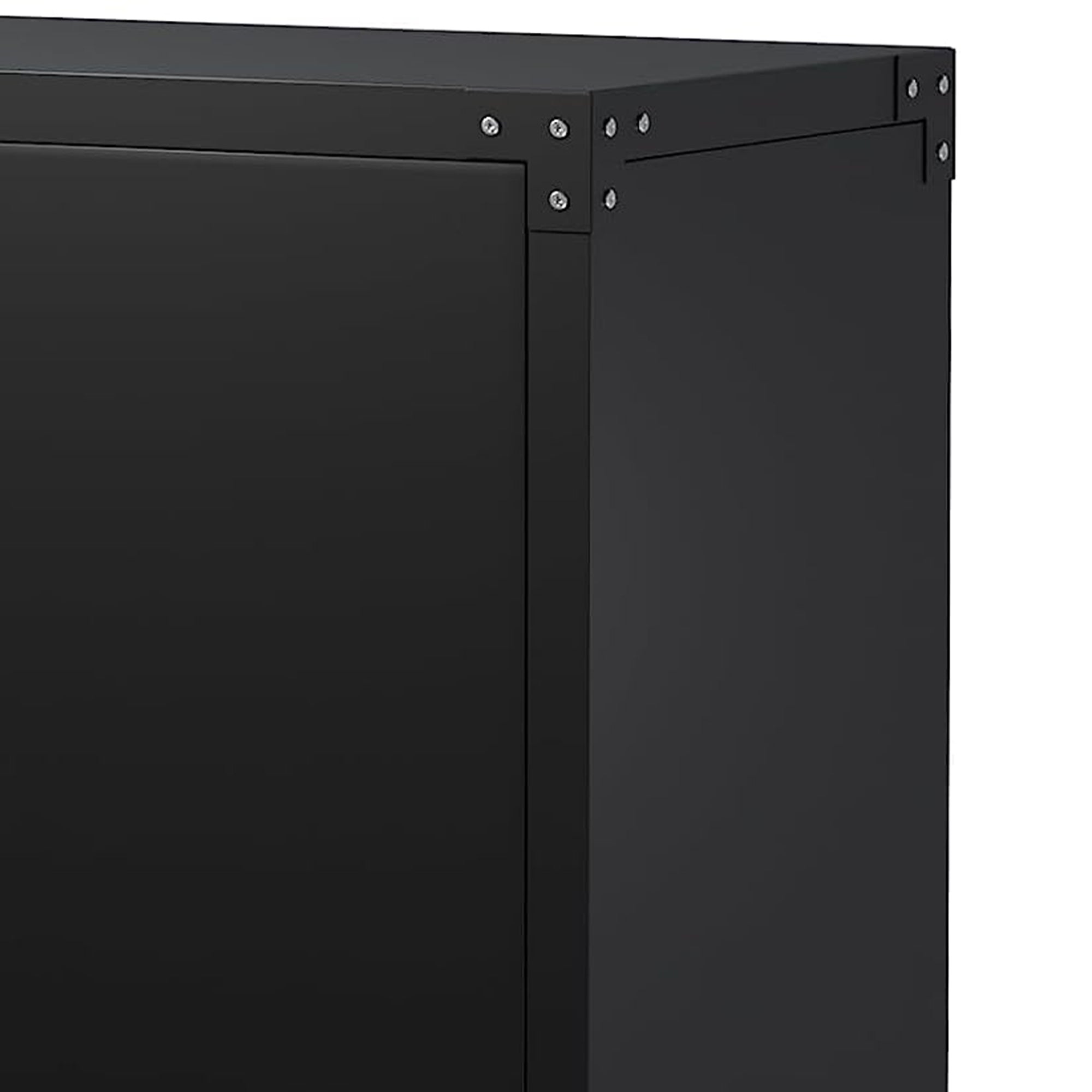 AOBABO Lockable Storage Cabinet, Adjustable Shelves & Wheels, Black (Open Box) - VMInnovations