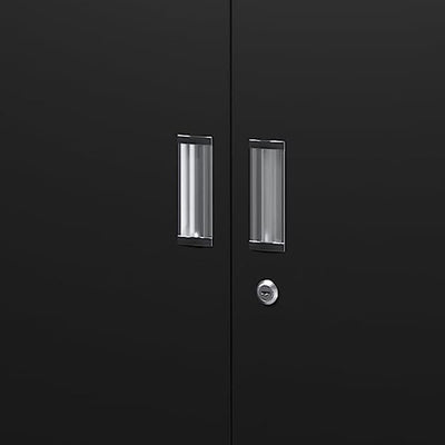 AOBABO Lockable Storage Cabinet, Adjustable Shelves & Wheels, Black (Open Box) - VMInnovations
