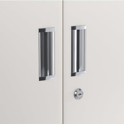 AOBABO Steel Lockable Office Storage Cabinet, Adjustable Shelves & Wheels, White - VMInnovations
