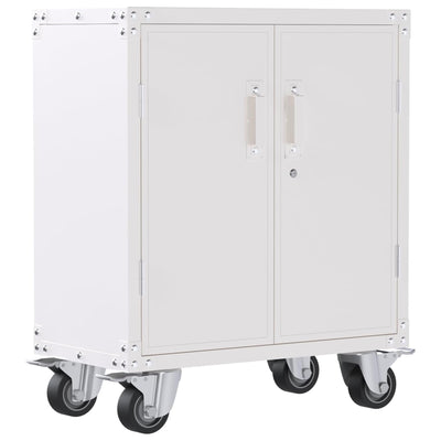 AOBABO Durable & Lockable Cabinet w/Adjustable Shelves & Wheels, White(Open Box)