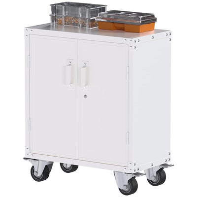 AOBABO Durable & Lockable Storage Cabinet w/Adjustable Shelves, White(For Parts) - VMInnovations