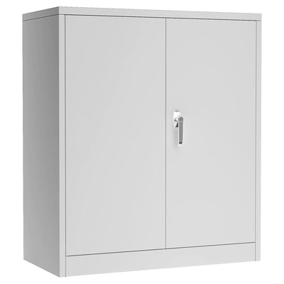 Aobabo 42 Inch Locking Metal Storage Cabinet with 2 Adjustable Shelves, Grey