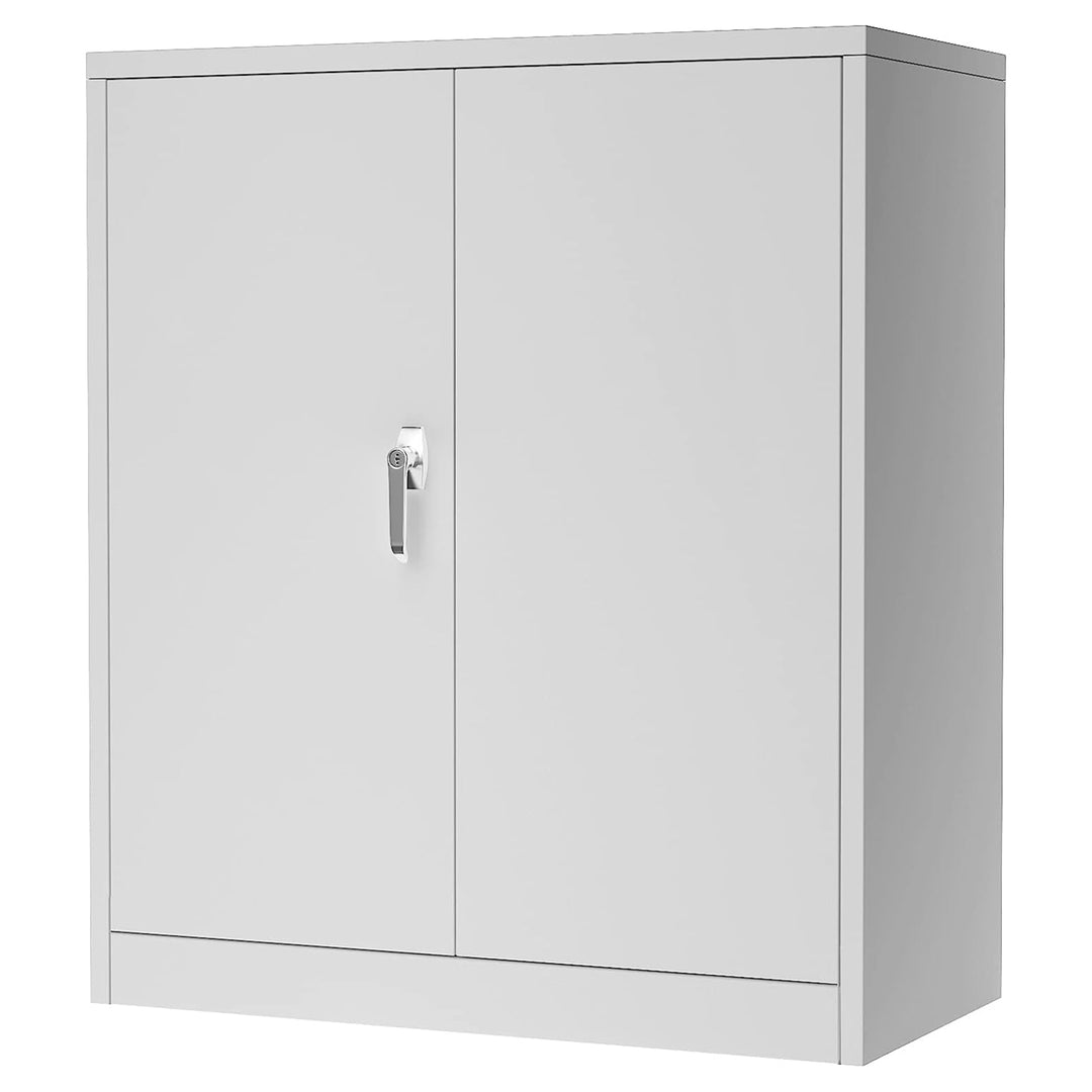 Aobabo 42" Locking Metal Storage Cabinet w/2 Adjustable Shelves, Grey(For Parts)