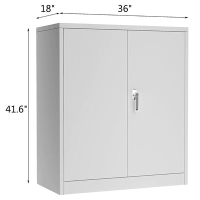 Aobabo 42" Locking Metal Storage Cabinet w/2 Adjustable Shelves, Grey(For Parts)