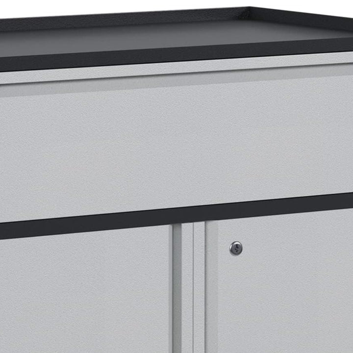 AOBABO Steel Lockable Wheeled Cabinet w/Drawer & Shelves, Black/Grey (Open Box)