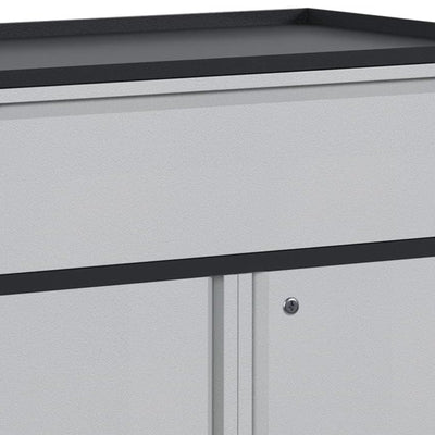AOBABO Steel Lockable Wheeled Cabinet w/Drawer & Shelves, Black/Grey (Open Box) - VMInnovations